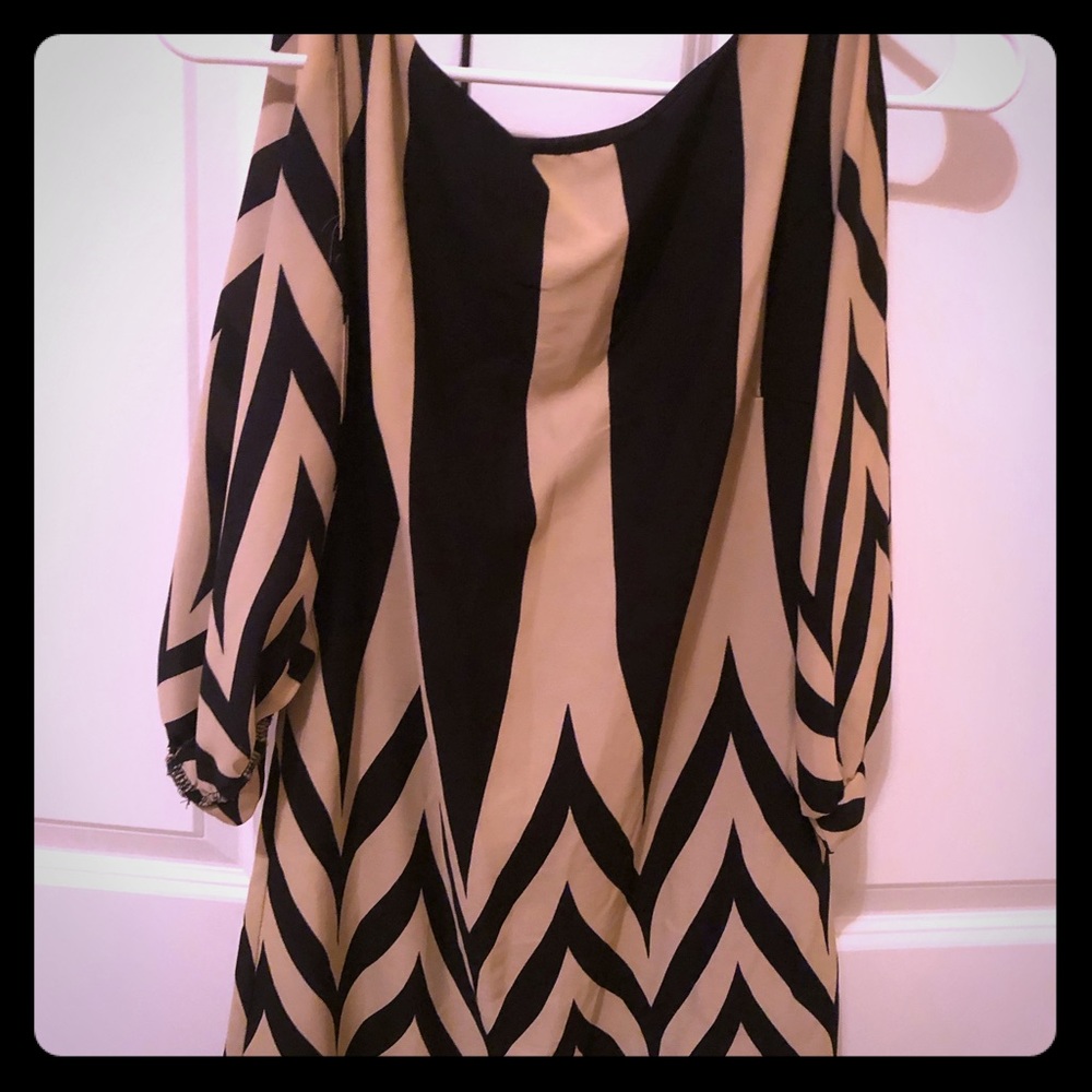 Open shoulder shift dress
